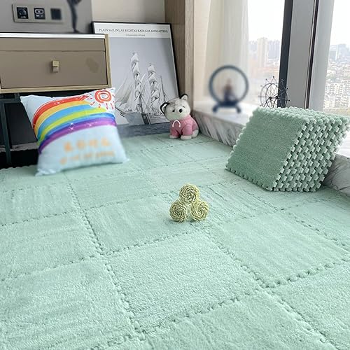 Vista 14 de 40 tapetes de felpa de espuma antideslizante de 12 x 12 pulgadas, cuadradas, suaves, entrelazadas, para decoración del hogar, azulejos de escalada