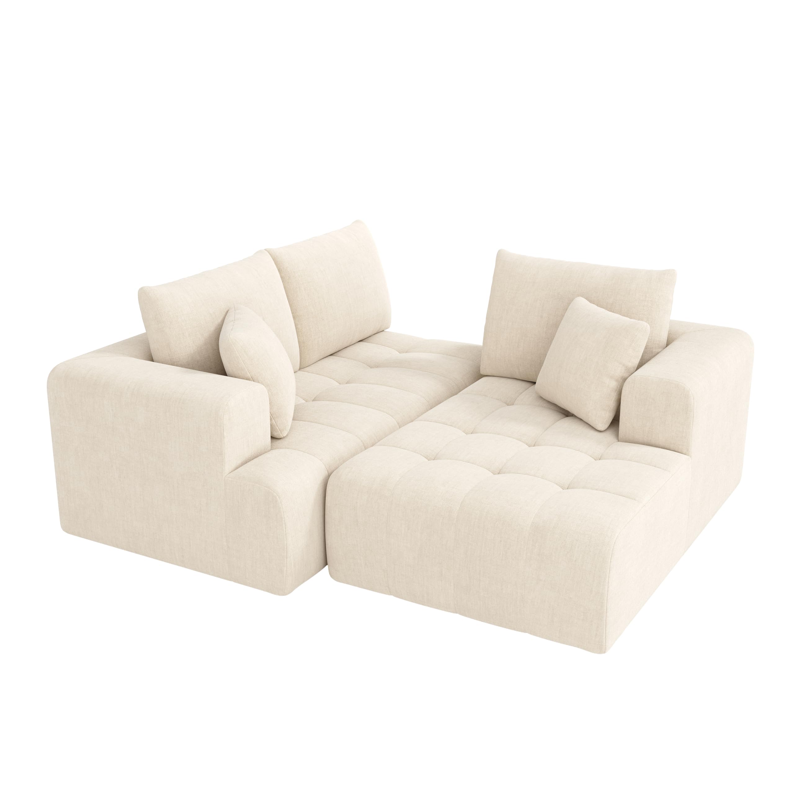 Sofá de esquina con función de dormir, sofá cama modular en forma de L de 3 plazas, sofás seccionales para salón, cómodo tejido de chenilla, no requiere montaje, para salón y apartamentos (beige - 3