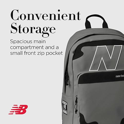 Miniatura 4 de New Balance Mochila para laptop, bolsa de viaje Legacy para hombres y mujeres, gris, talla única, Gris, New Balance Mochila para laptop, bolsa de