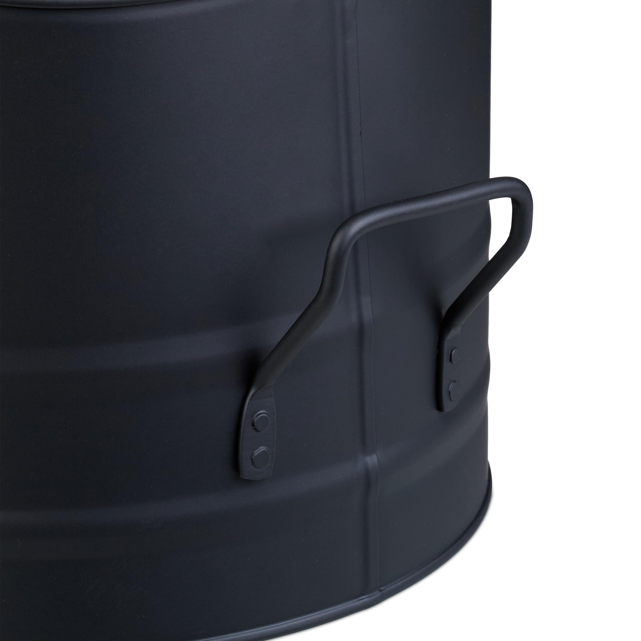 Relaxdays Secchio Raccogli Cenere e Legna da Ardere, Cestello 9,5 L con Scopa e Paletta da Camino, Cestino Ferro, Nero