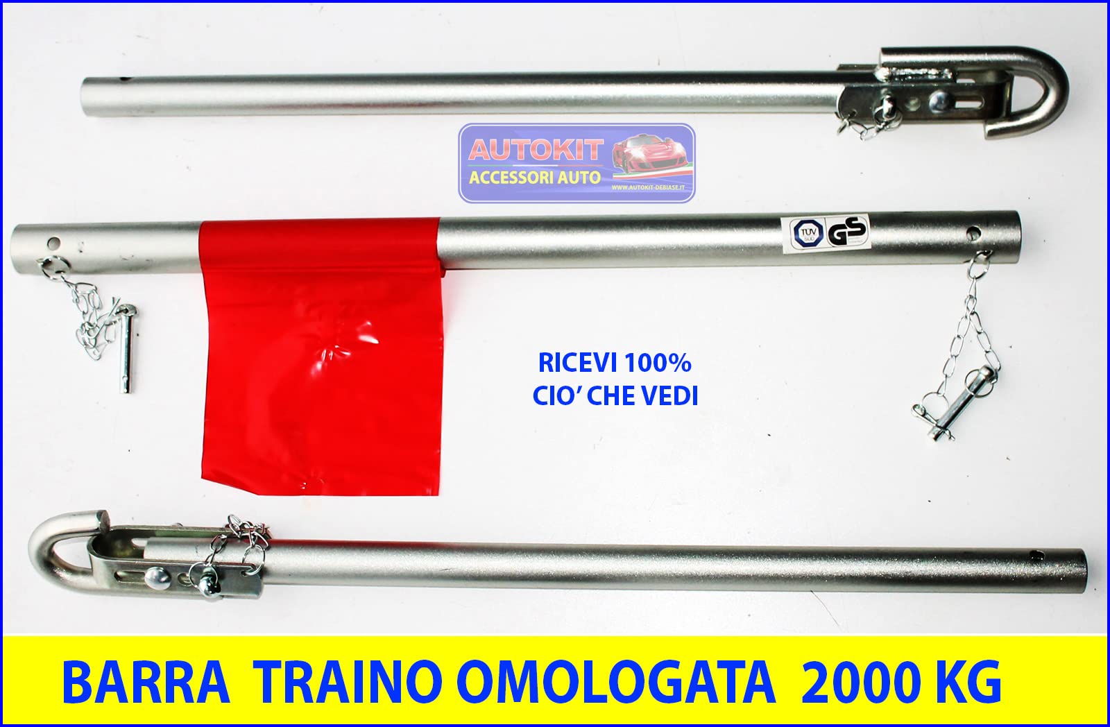 GENERICO Barra Traino RIMORCHIO Omologata TUV 2000 kg per Soccorso Traino Auto SUV 99182