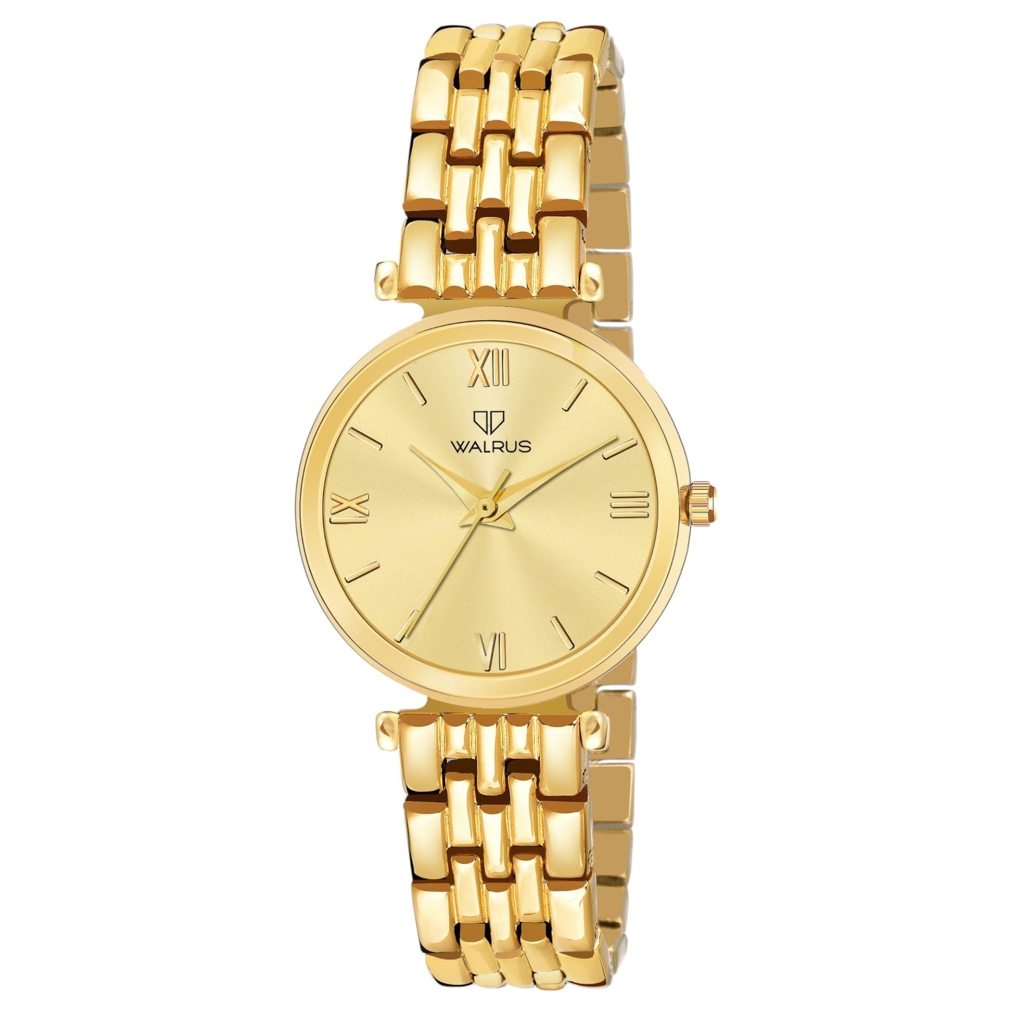 Walrus Women’s Analog Watch Gold Dial Gold Stainless Steel Bracelet Round Case Quartz Movement