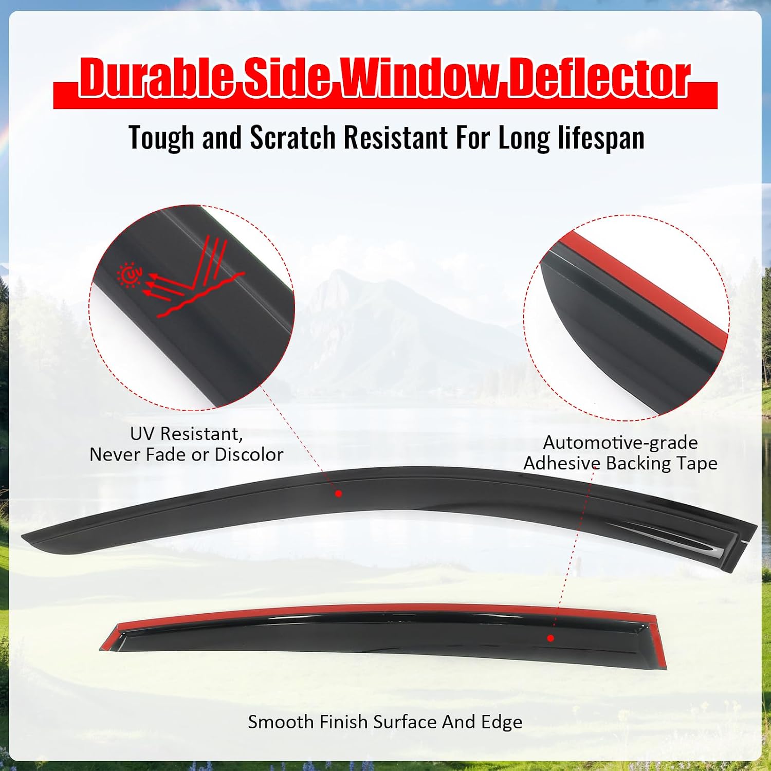 IKON MOTORSPORTS Tape on Window Visors Compatible with 2021-2025 Genesis G80, 2023-2025 G80EV Electrified G80, Mugen Style Acrylic Somke Rain Guards, Side Window Wind Deflectors 4PCS