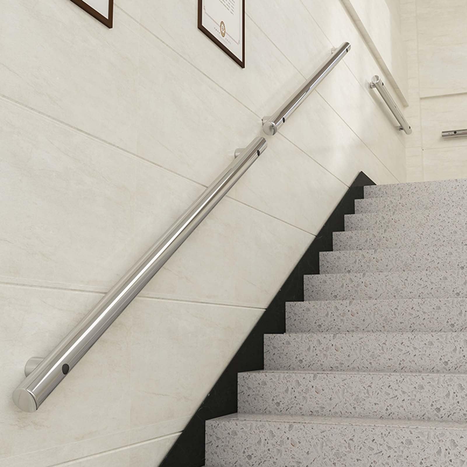 Fkxsxaz Stair Handrail, 30/80/120/240/300Cm Handrails For Stairs, Wall Stainless Steel Banister Rails Support Grab Bar Kit Indoor And Outdoor(19Ft/570Cm)
