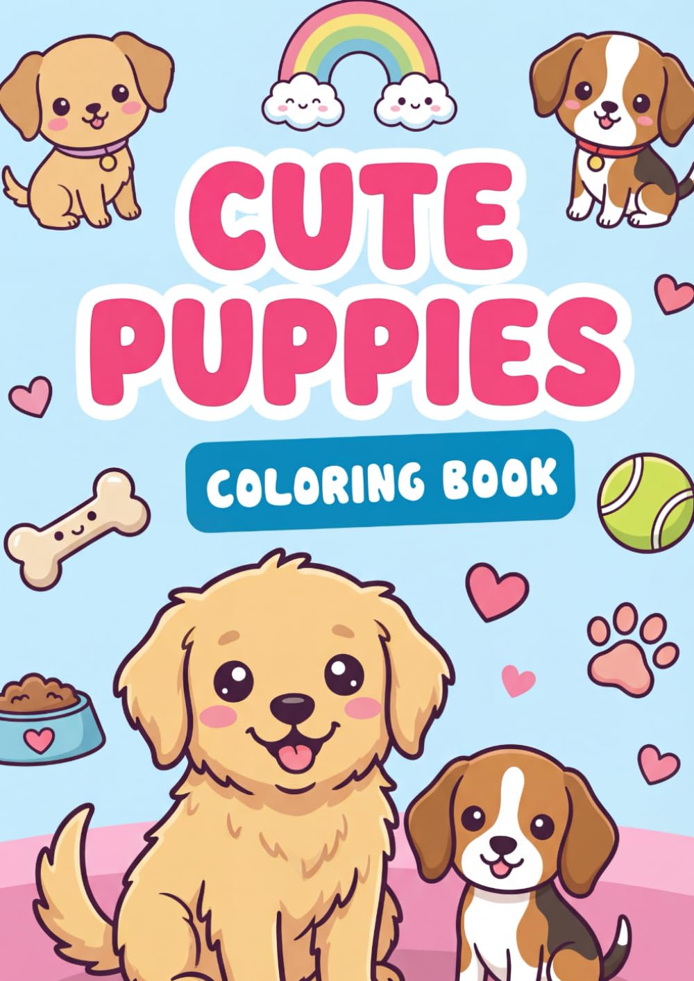 Cute PUPPIES Coloring Book: 50 Adorably Cute and Playful Puppies to Color – Sweet, Cozy and Heartwarming Pages for Kids and Adults Who Love Dogs (101% CUTE COLORING BOOKS)
