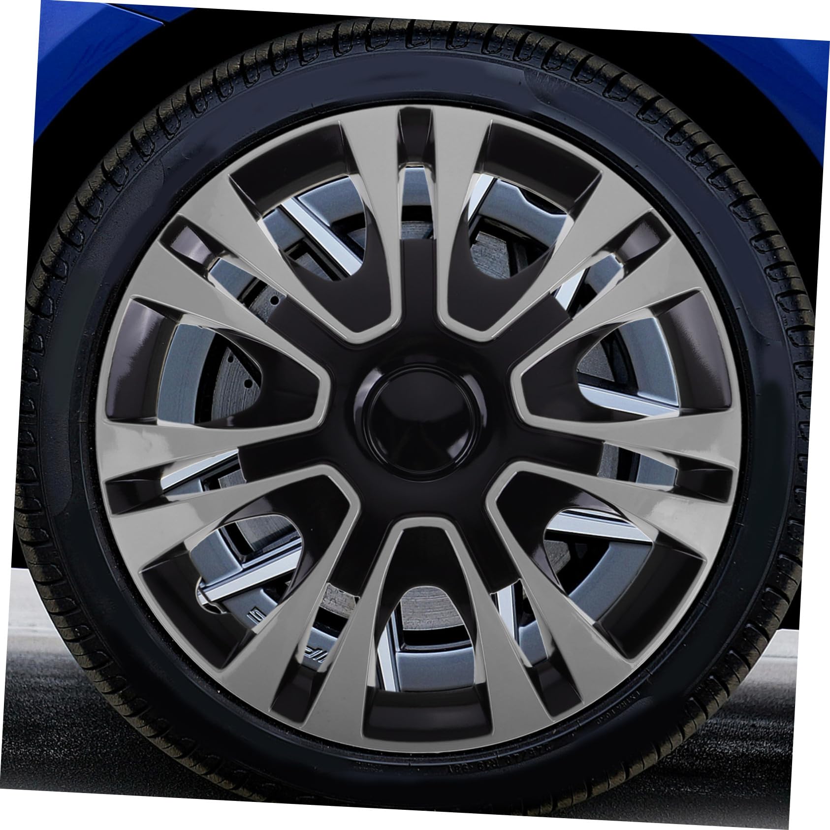 GLEAVI Coprimozzi Neri Universali 14 Pollici Copriruota Auto Impermeabile Accessori Per Veicoli Facile Installazione Design Elegante Protezione Pneumatici
