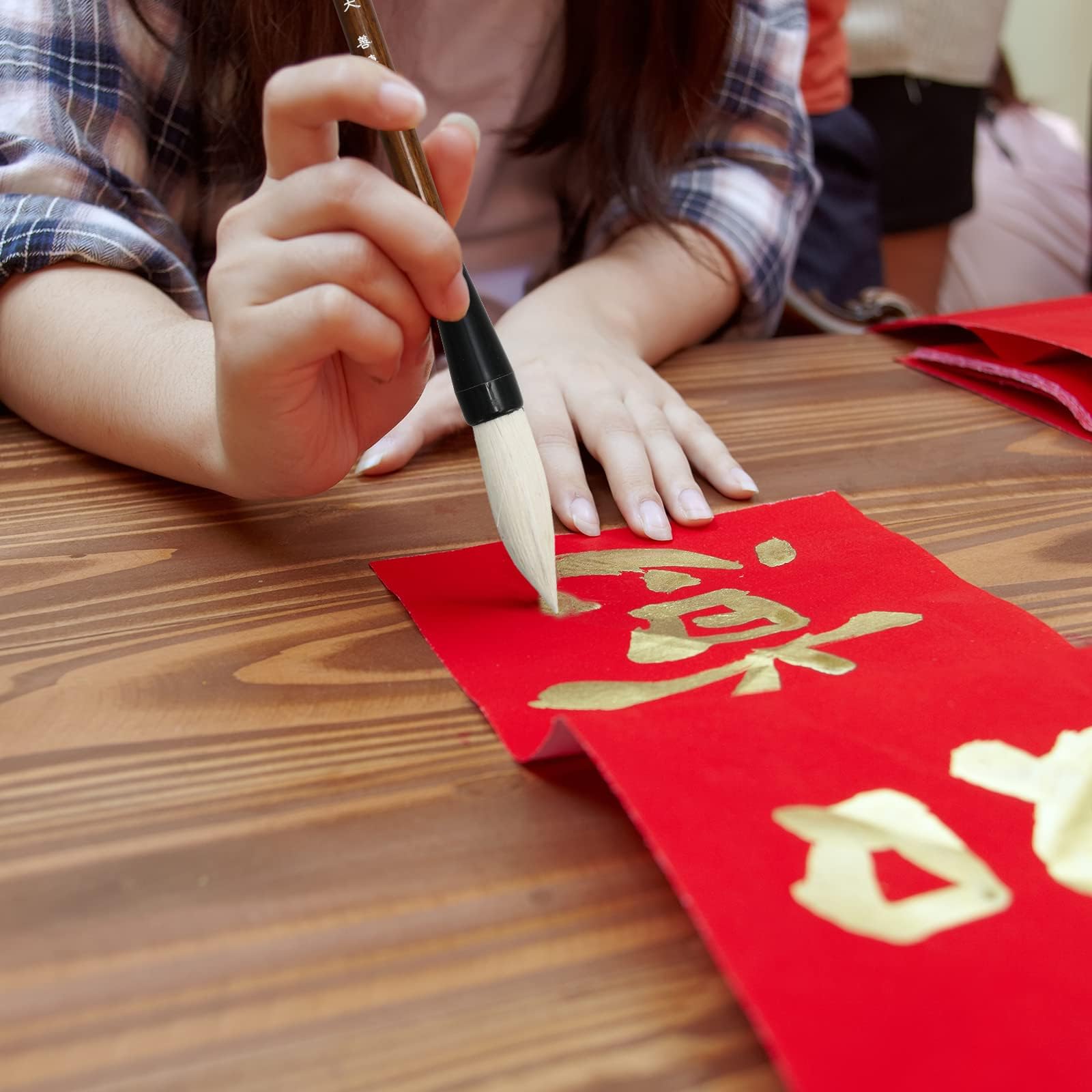 Whaline 中国書道ブラシセット 筆記用紙ロールアップブラシホルダー シャンリアンフビ 筆記筆 漢字 日本 墨画筆 水彩画用 陶磁器 墨 筆記ペイント 18本
