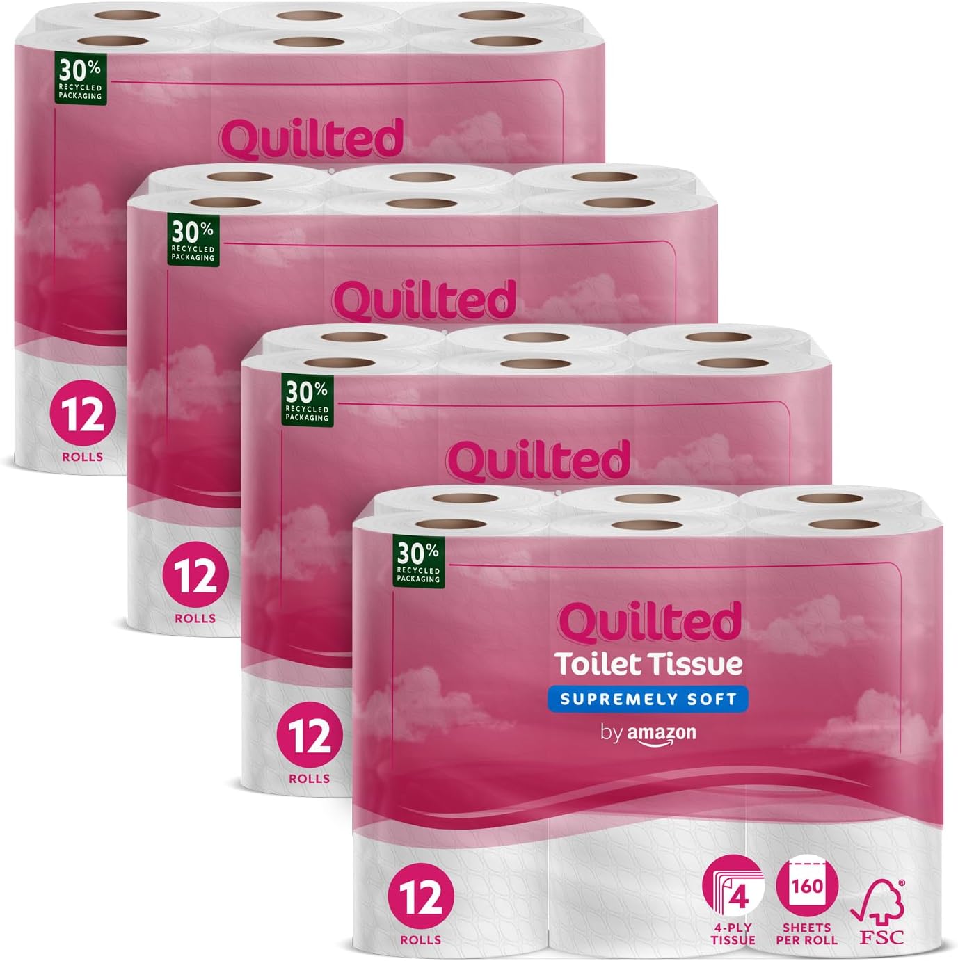 by Amazon 3Ply Quilted Toilet Paper, 9 Rolls (1 Pack of 9), 200 Sheets