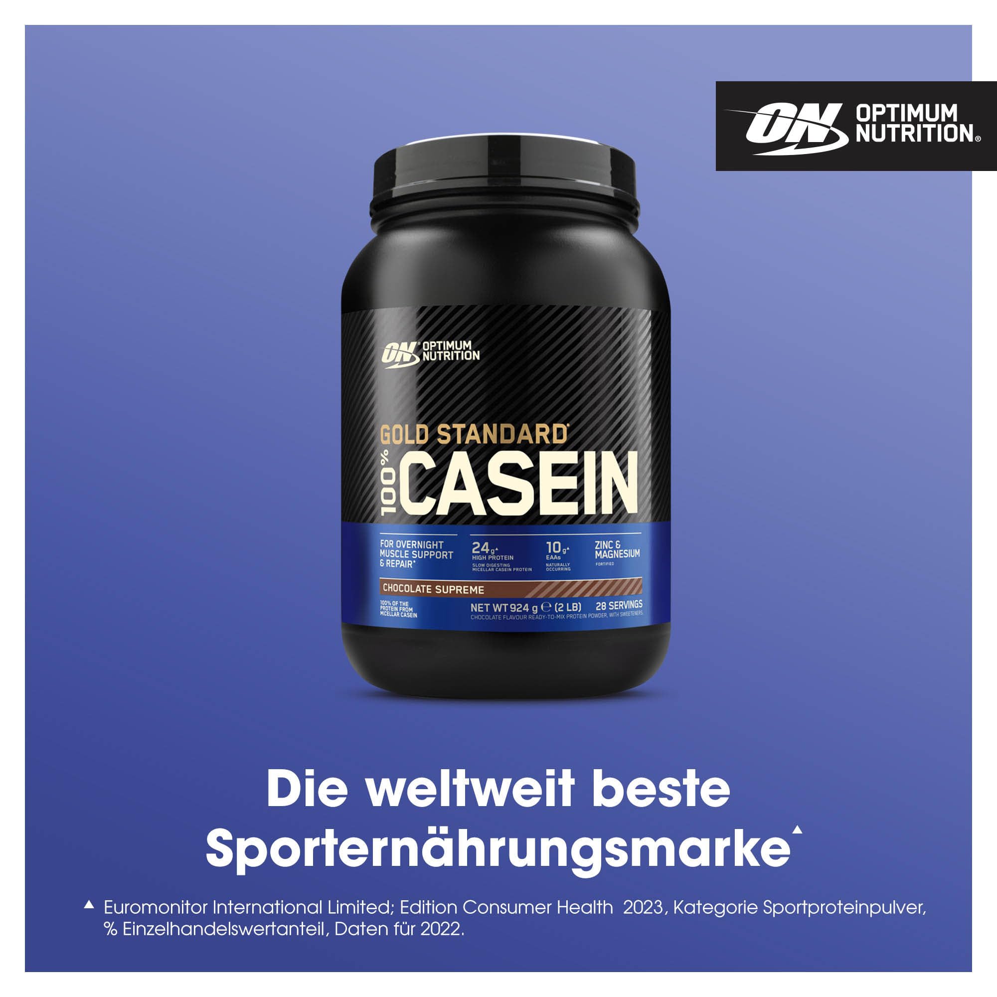 Optimum Nutrition Gold Standard 100% Casein Proteinpulver, Geschmack Chocolate Supreme, 924g, 24 Portionen