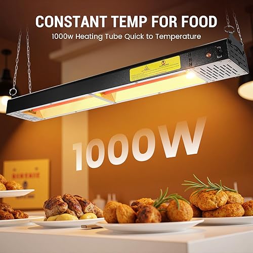 Miniatura 3 de Lámpara de calor de alimentos de 36 pulgadas, calentador de alimentos comercial de 1000 W, calentador de tiras eléctricas, lámpara de calefacción de