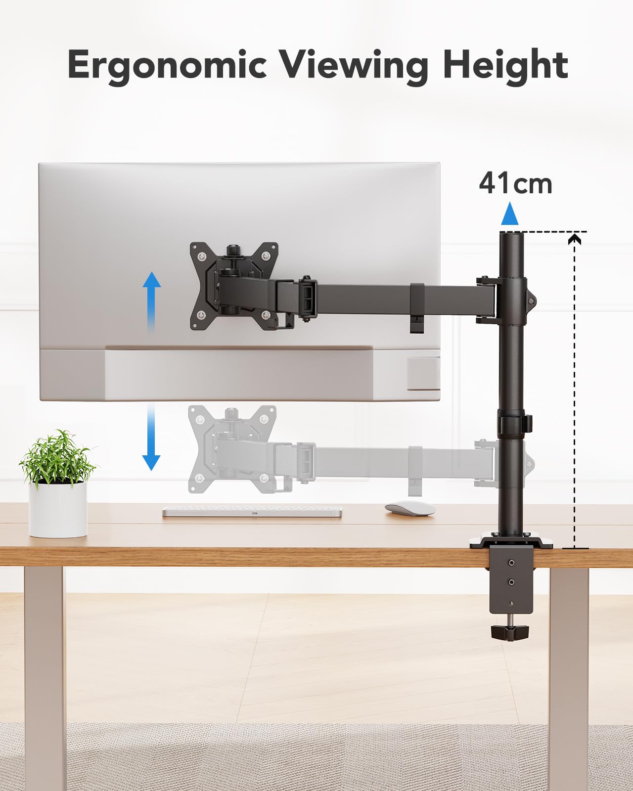 HUANUO Support de Moniteur 13-32 Pouces, Bras Articulé avec Réglage Hauteur, Inclinaison, Pivotement, Rotation, VESA 75/100 mm