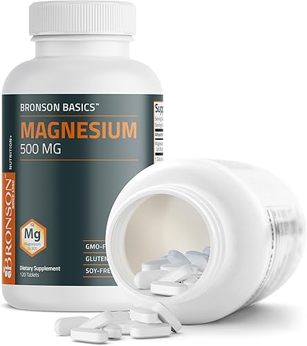 Miniatura 6 de Bronson Magnesio 500 mg apoya la salud ósea y muscular y el apoyo del sistema nervioso - Sin OMG, 120 tabletas vegetarianas