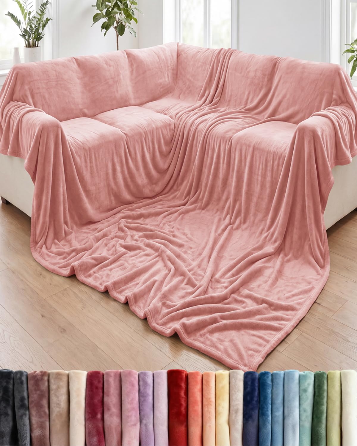 Fleece Blanket Giant 120" x 180" - Ultra-Soft Flannel Throw - Rose Pink