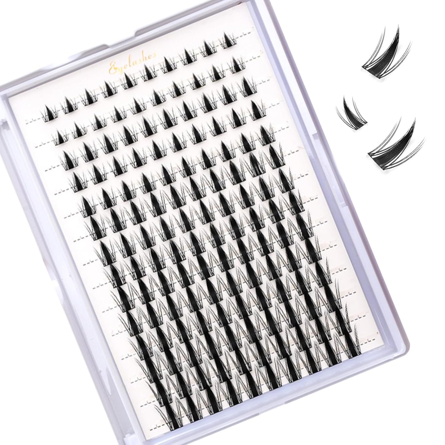 Lash Clusters Kit 3D, Invisible Individual False Eyelashes for DIY Extension with Ultra-Thin Clear Band, Natural Wispy Soft Lightweight Lashes رموش for Daily Wear (Fairy Style)