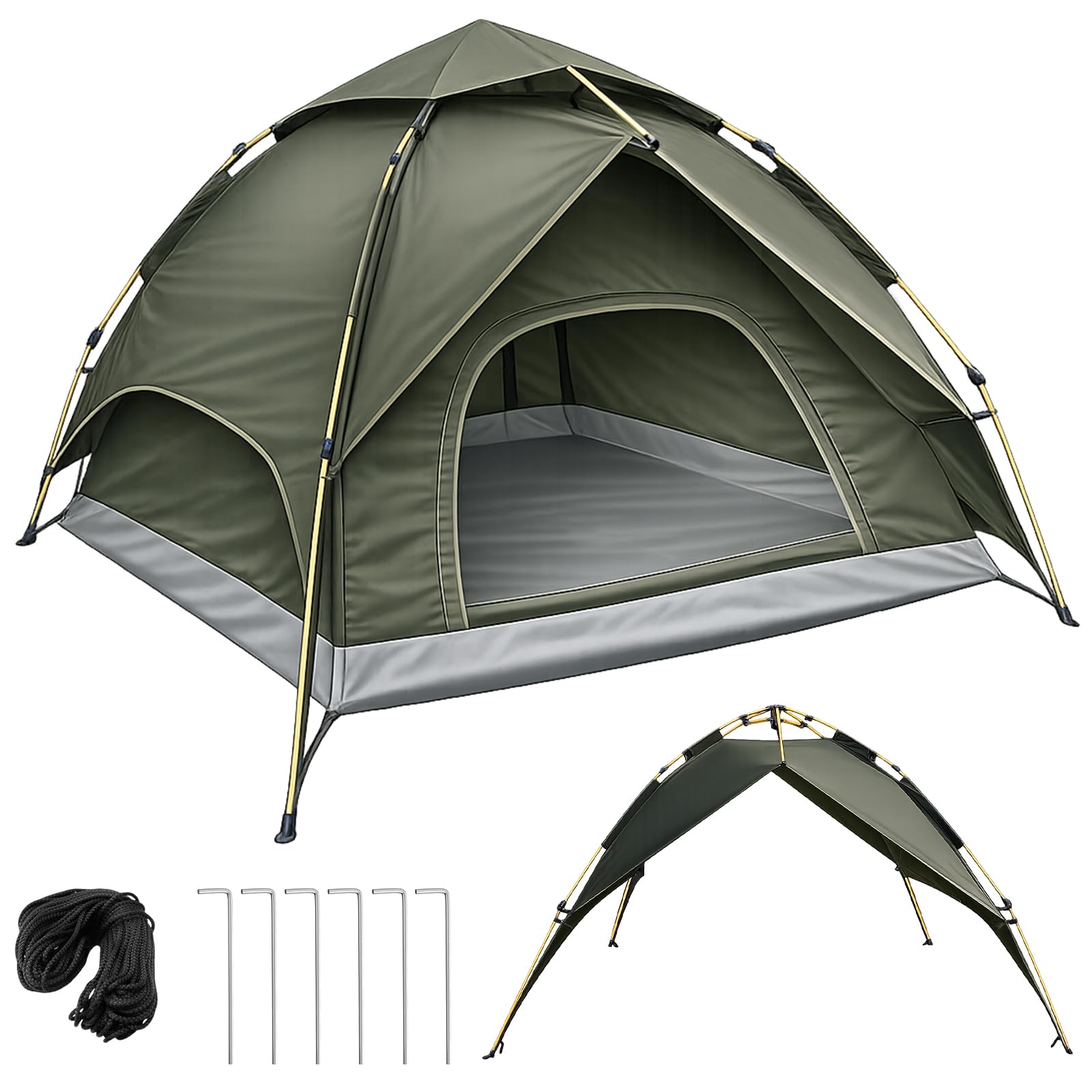Tenda da campeggio per 2-3 persone, tenda a cupola pop-up con telo esterno rimovibile, 230 x 230 x 165 cm, impermeabile e antivento. Tenda a montaggio automatico per campeggio, tour in moto e festival