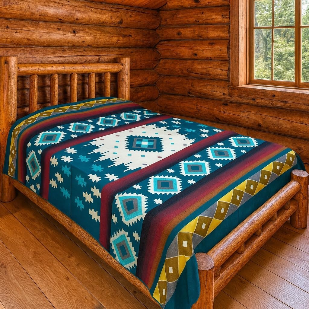 Alpaca Wool Blanket Queen 94x78 in | Ultra Soft, Non-Itchy & Breathable | Premium Alpaca Blanket | Warm, Hypoallergenic Natural Fiber | Handmade Luxury Throw for Bed or Sofa (Green and Turquoise)