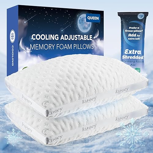 Almohada refrescante de lujo para dormir de lado para dolor de cuello y hombros, almohadas de cama de firmeza media, tamaño Queen, juego de 2 fundas