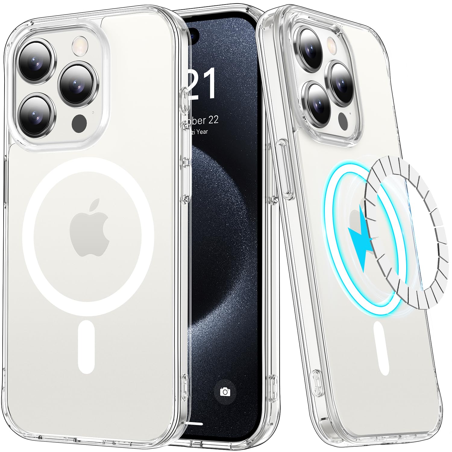 LUMARKE Strong Magnetic for iPhone 15 Pro Case Clear- Military-Grade Drop Tested - Slim Fit Shockproof Protective Phone Cover 6.1” for Women Girls -