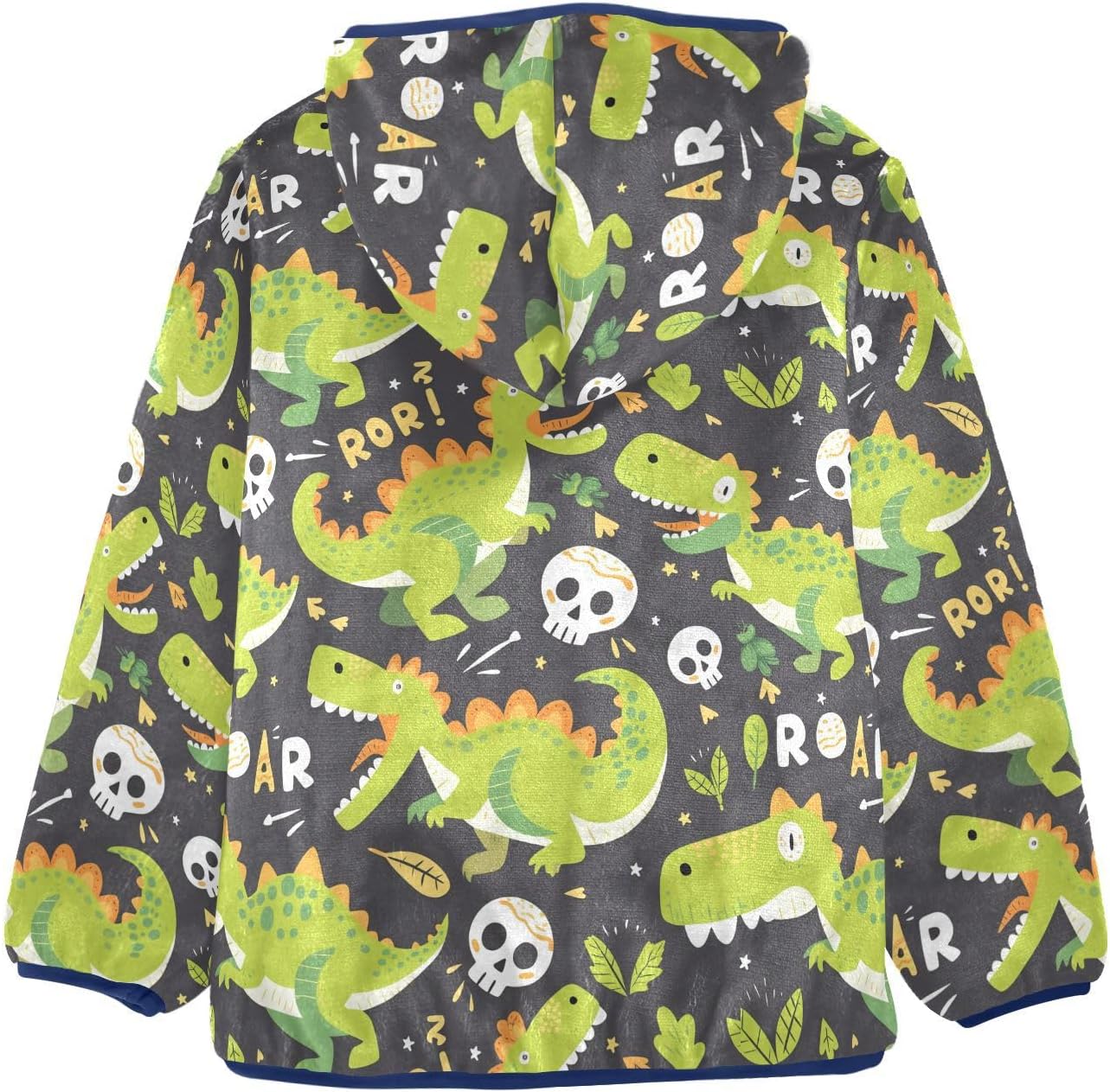 Cartoon-style Dinosaur Baby Fleece Jacket Kids Outerwear Boys Navy Blue Baby Zipper Hoodie abrigo para nina 9-10T