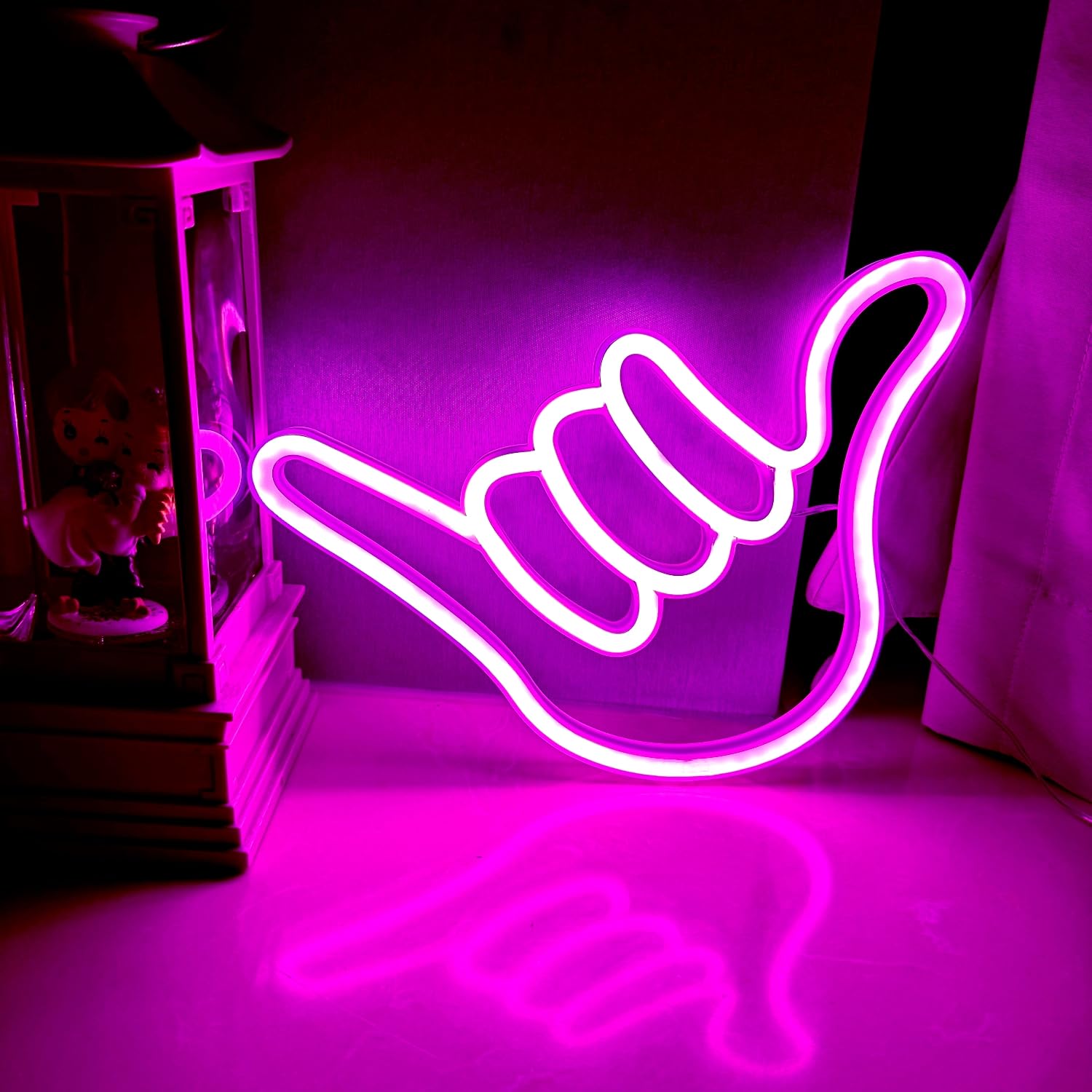 Stylish 666 Gesture Neon Sign Atmosphere Light Vibrant Decorative Illumination for Bar & Lounge Interiors Enhancing Nightlife Ambiance(Warm Yellow) — image 1
