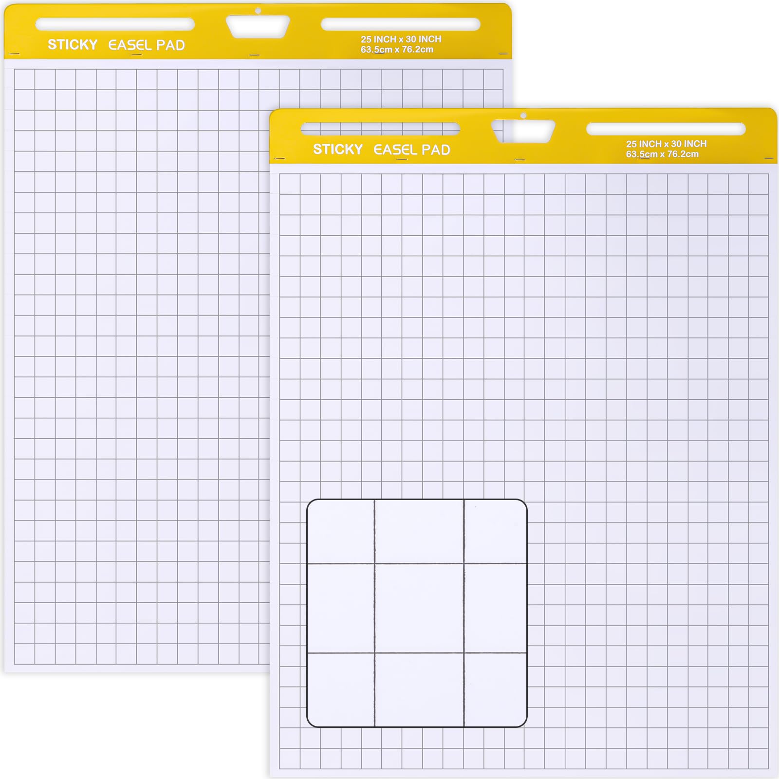 ReliThick 2 blocchi di carta super adesiva di alta qualità, 63,5 x 76,2 cm, bianco con griglia, 30 fogli/blocco, carta per lavagna a fogli mobili per insegnanti, carta per lavagna a fogli mobili con