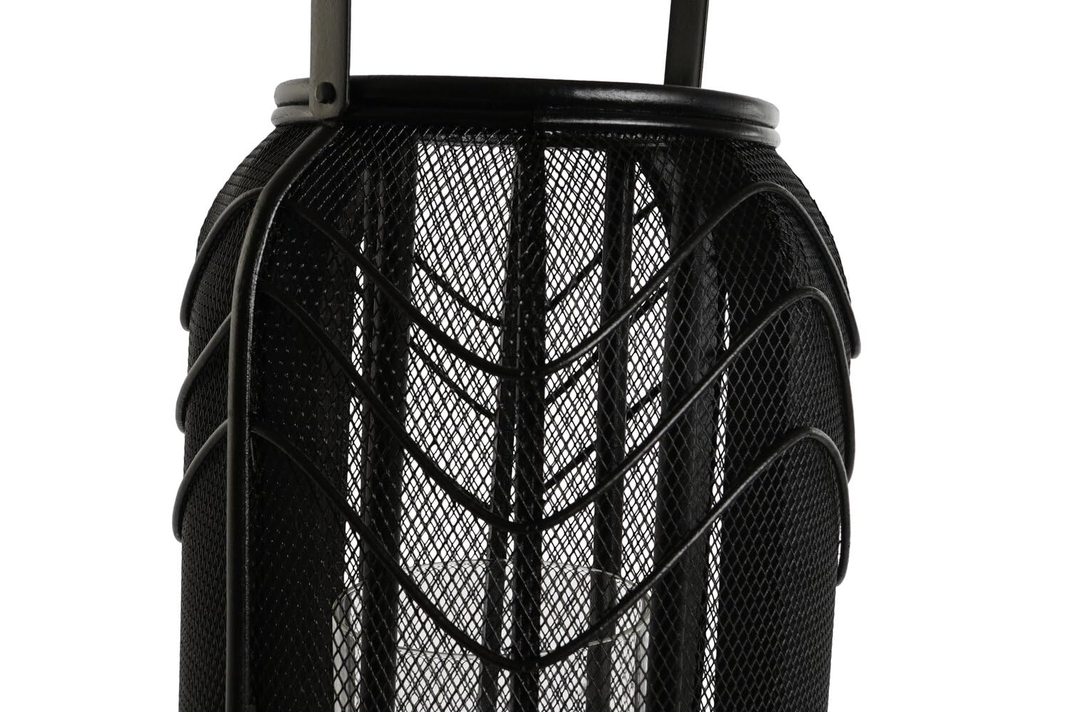 PORTAVELA METAL RATAN 21,5X21,5X43,5 NEGRO