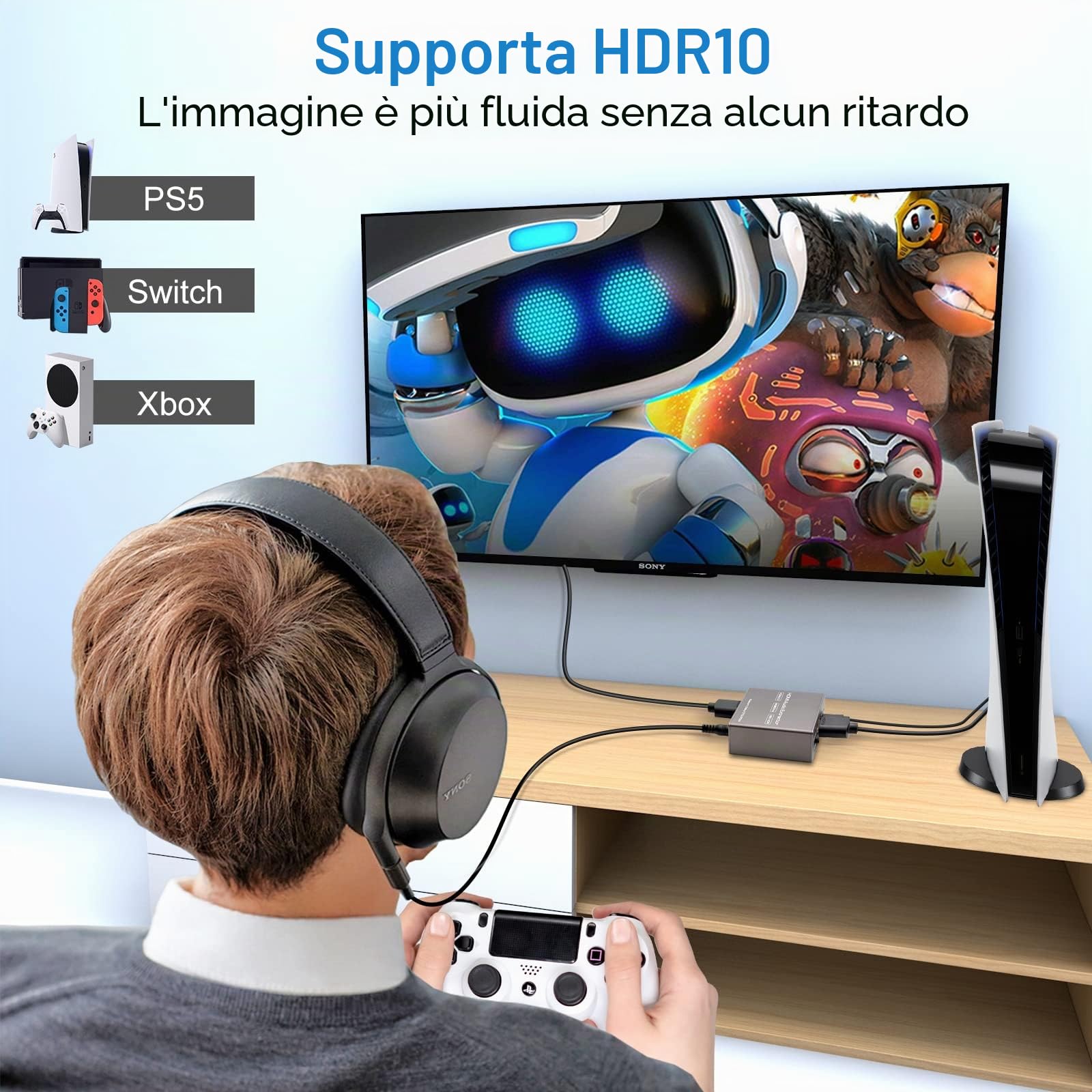 VEDINDUST HDMI Audio Extractor 4K60Hz Estrattore a Toslink Ottica con 3.5mm Stereo Supporto HDR10 18GPBS Digital DTS PCM per PS4 PS5 Blu-ray DVD Xbox TV PC