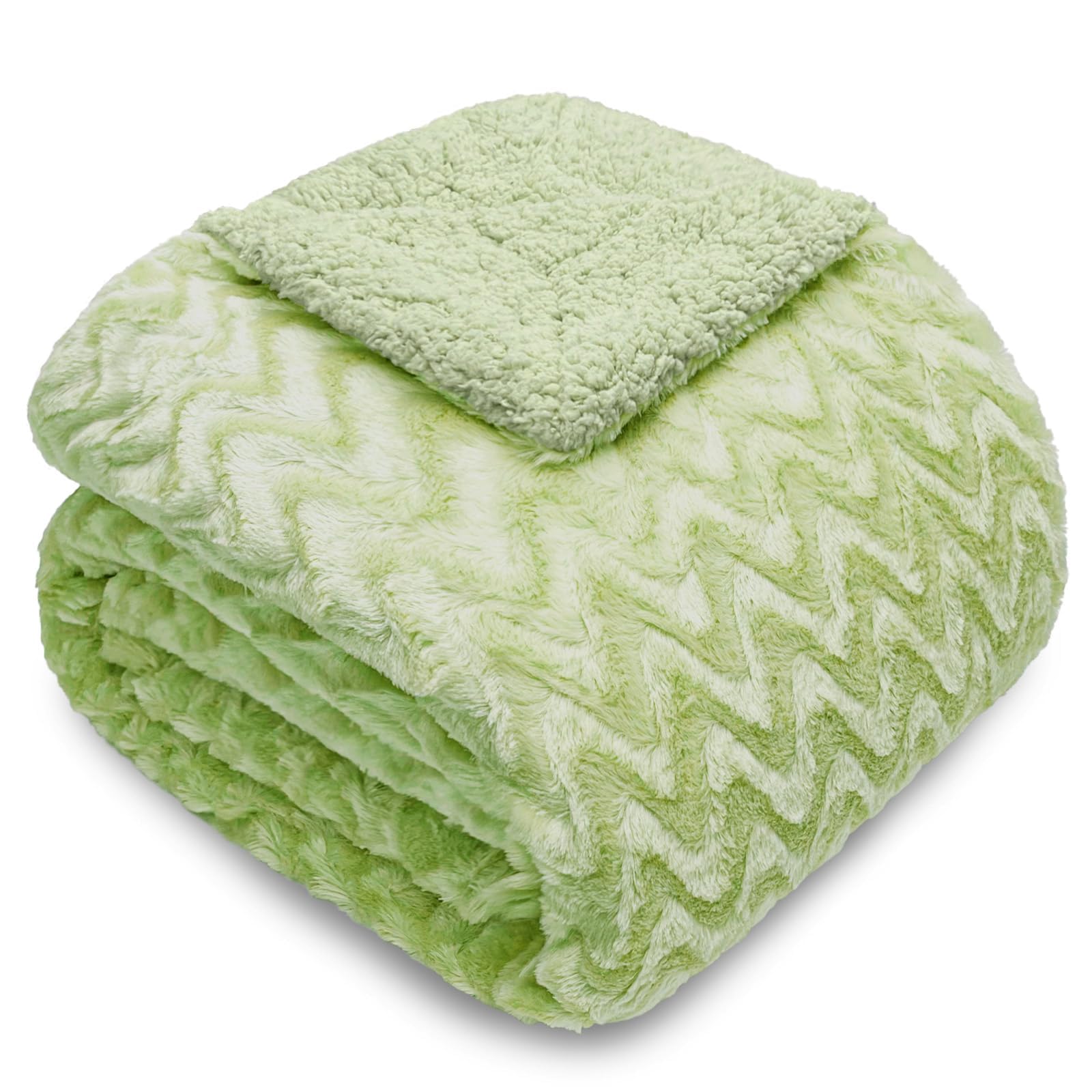 Whale Flotilla Manta Sherpa, Manta Reversible de Felpa Esponjosa para Sofá y Cama, Cálida y Suave para Todas Las Estaciones, 130 x 150 cm, Verde Claro OEKO-TEX STANDARD 100