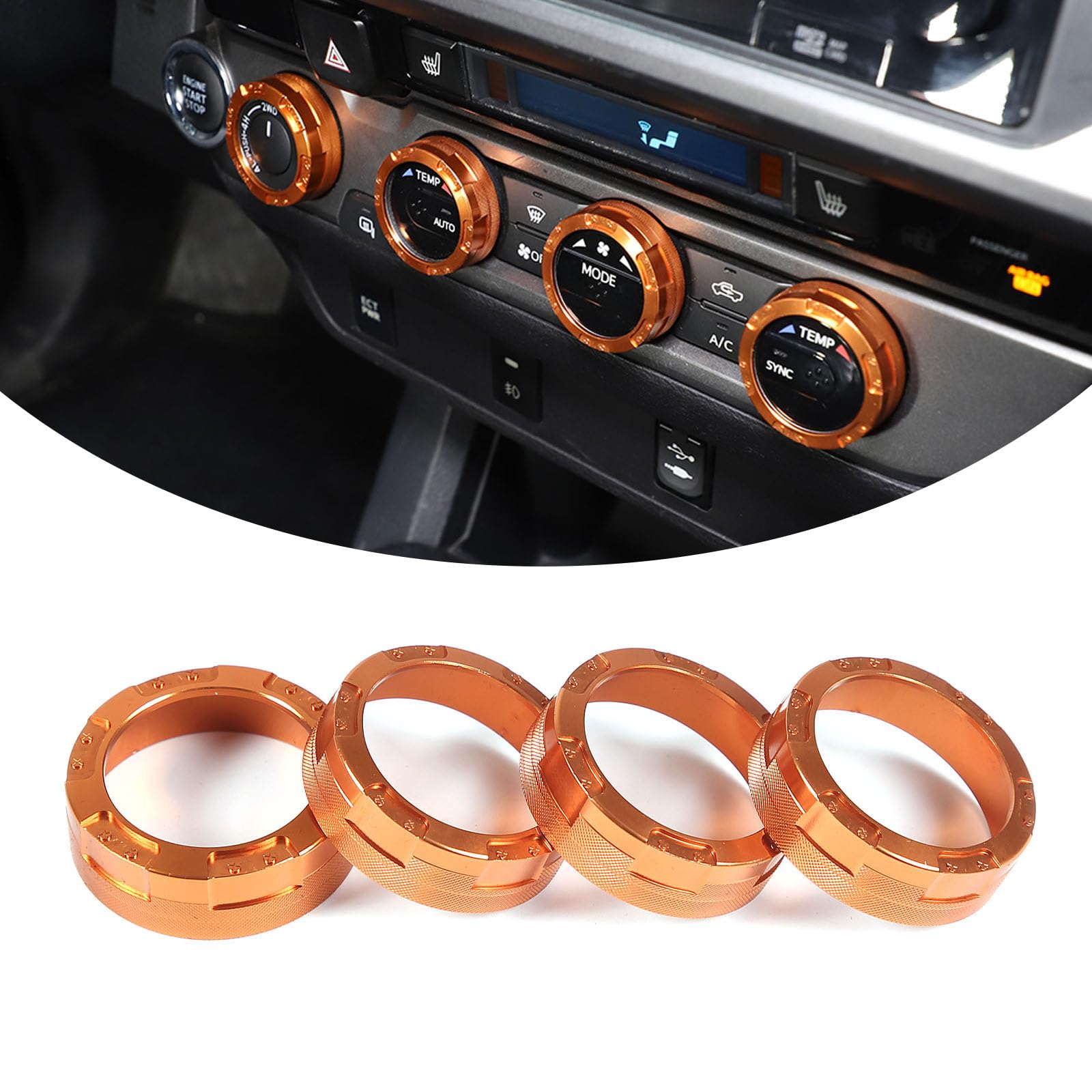 TongSheng Car Aluminum Alloy Air Conditioner and Volume Vent Outlet Knob Button Ring Cover 4pcs Compatible with Toyota Tacoma 2016 2017 2018 2019 2020