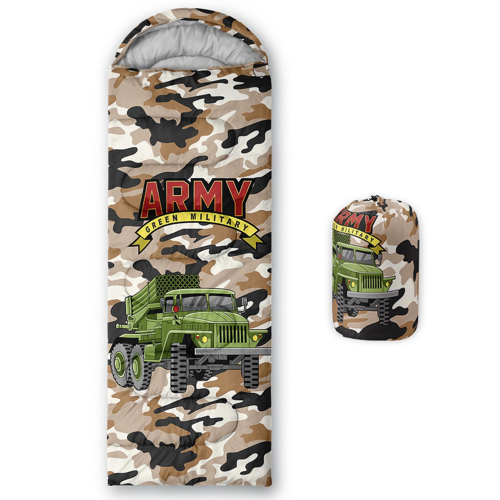 AILONEN Cartoon Car Sleeping Bags,Lightweight & Waterproof,3 Season Warm & Cool Weather,Cute Stars Printed Vehicles Transportation Sleeping Bags for