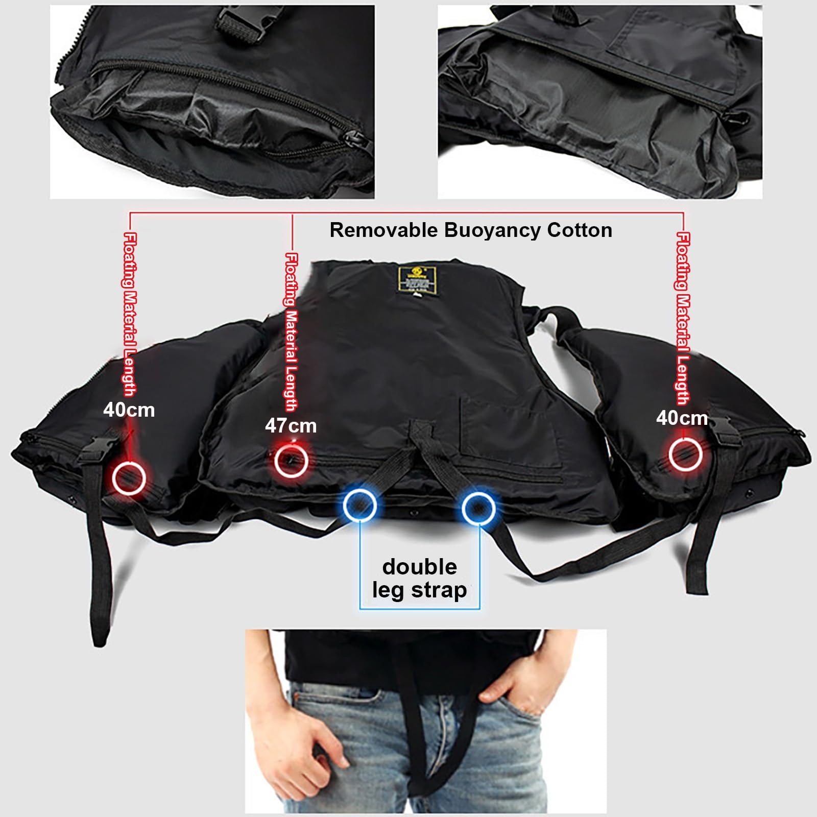 ZTMHRG Schwimmweste Für Erwachsene, Schwimmhilfe Verstellbar Mit Kreuzgurt Sicherheitsschwimmweste Multifunktions Rettungsweste Zum Meeresangeln Driften Schnorcheln