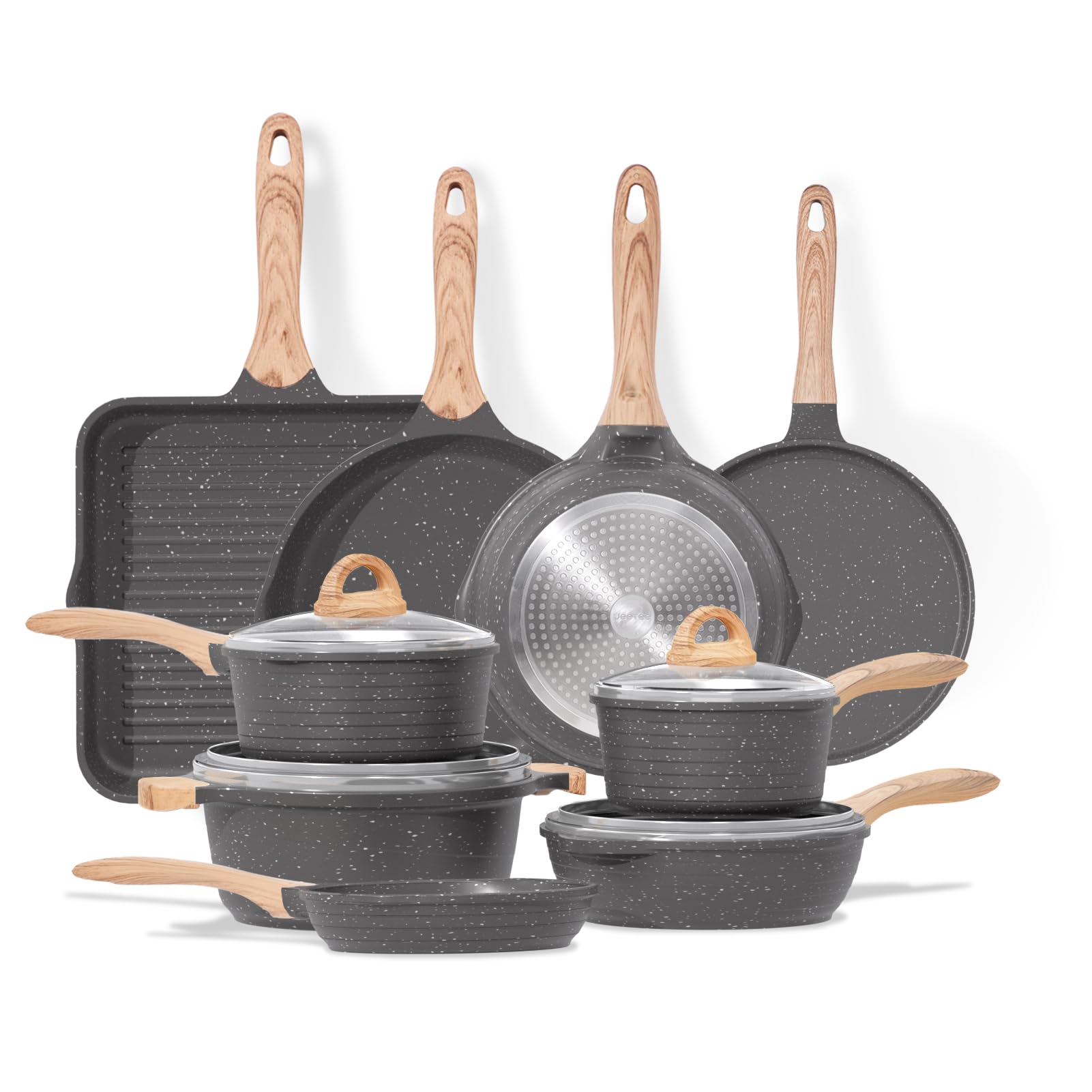 Ensemble Casseroles 6 Pièces Acier Inoxydable - Compatible Induction, Gaz, électrique, Avec Couvercles Verre, 1.9L à 3.5L - 6