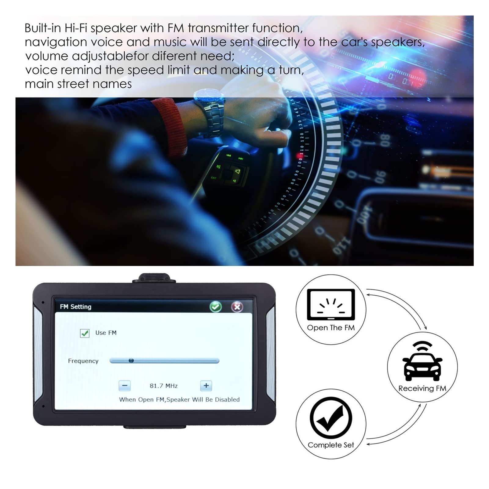 Hd Coche GPS Navegación 8G RAM128-256MB FM Bluetooth Avin Último Mapa de Europa Sat Nav Camión Navegadores(ResistiveWithBT)
