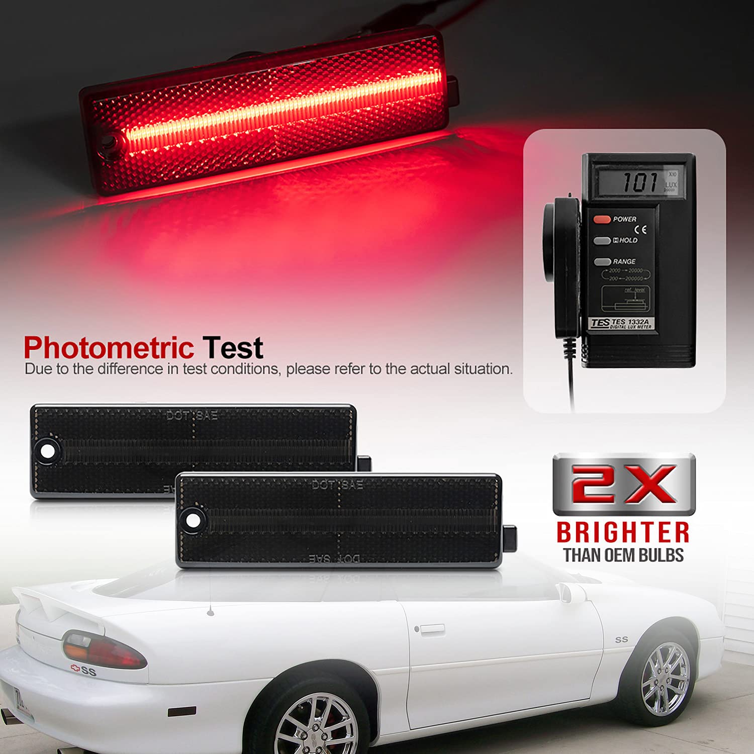 Smoked Lens Red Full LED Strip Rear Side Marker Lights For 1993-02 Che - Foto 7