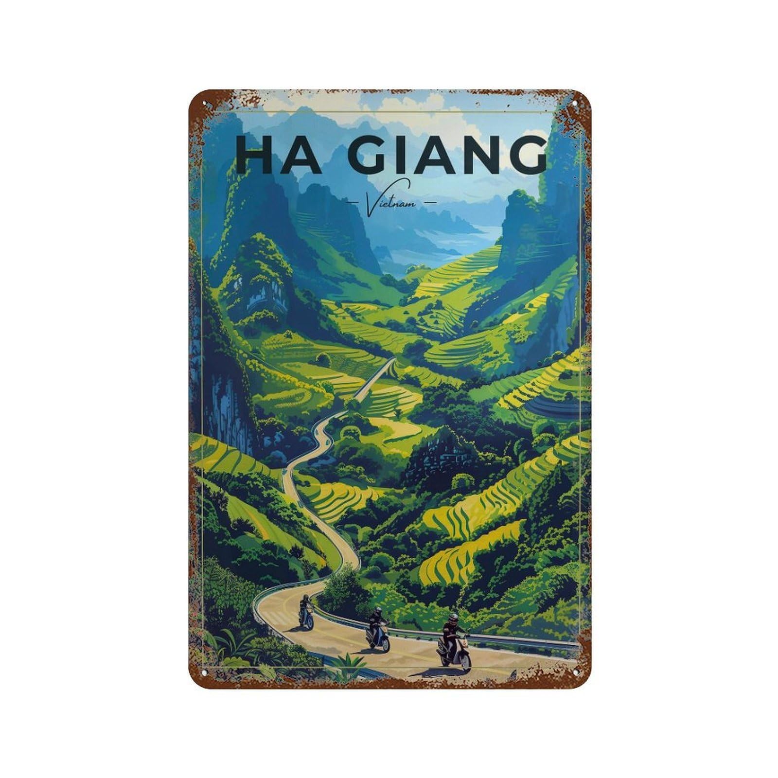 xiaoxiaoshen Ha Giang Loop Vietnam Travel Vibrant Road Trip Wall Decor Art Metal Tin Poster Modern Home Decor Art Home Bar Shop Decorations Vintage Sign 30x20cm