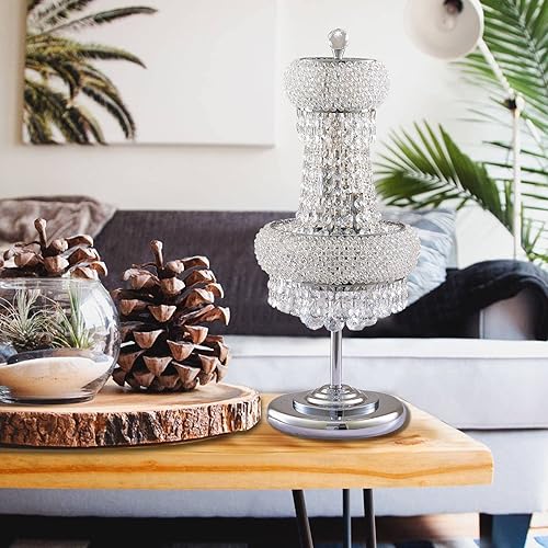 Miniatura 6 de BEIRIO 6 luces con acabado cromado estilo imperio clásico K9 bola de cristal para mesita de noche lámpara de noche para sala de estar comedor