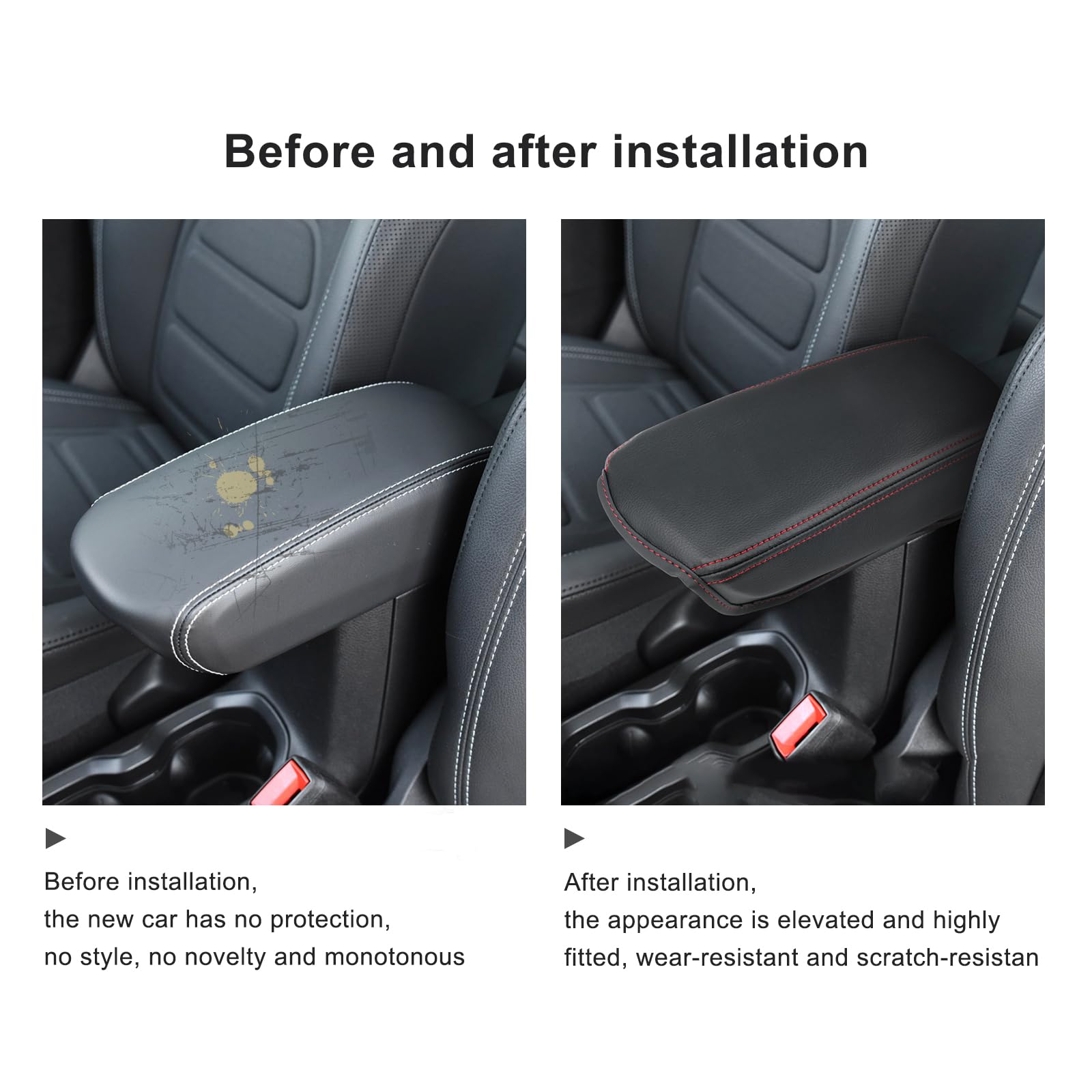 Copertura Bracciolo Console Centrale In Similpelle Per Jeep Renegade BU (2015-2023) - Nero, 34x11,5 Cm