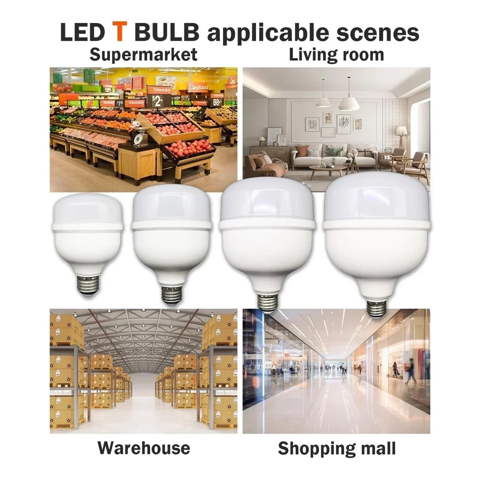 Genérico Bombilla LED Grande CA 120 V 220 V E27, lámpara LED de 20 W, 30 W, 40 W y 50 W, Foco de luz LED para iluminación de Interiores (Blanco frío 6000 K, 30 W, CA 100 W).
