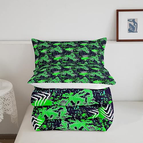 Miniatura 8 de Erosebridal Juego de ropa de cama con la bandera de Estados Unidos, juego de edredón para motocross y moto de cross, tamaño Queen, rojo, blanco, a