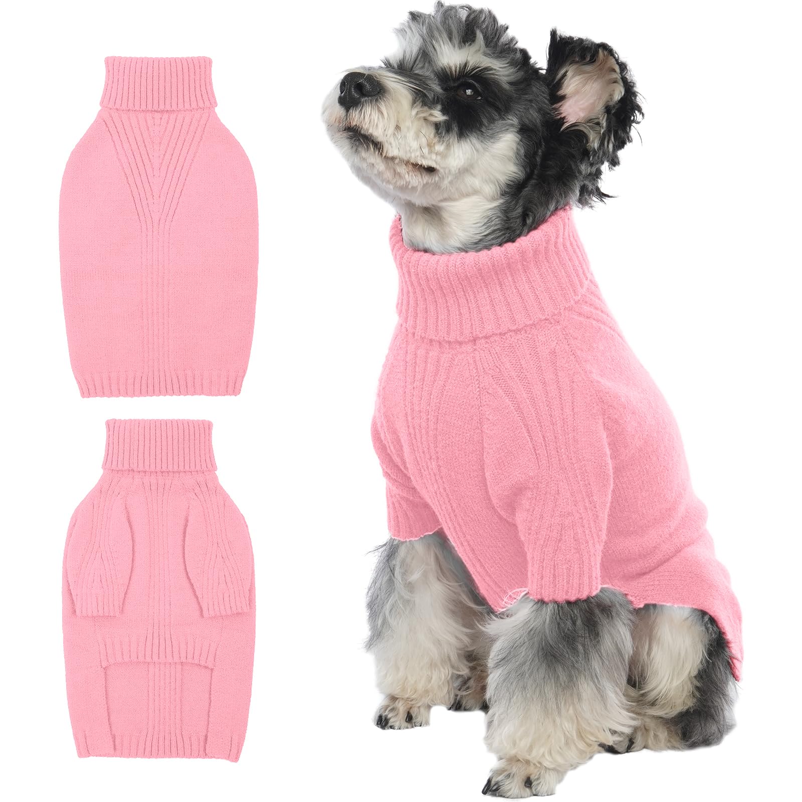 IECOii Dachshund Sweater,Turtleneck Dog Sweater for Small Medium Dogs Girl Boy,Stretchy & Breathable,Warm Knitted Pullover Coat,High Neck Knitwear for Cold Weather Indoor & Outdoor Wear (Pink,M) โ image 1