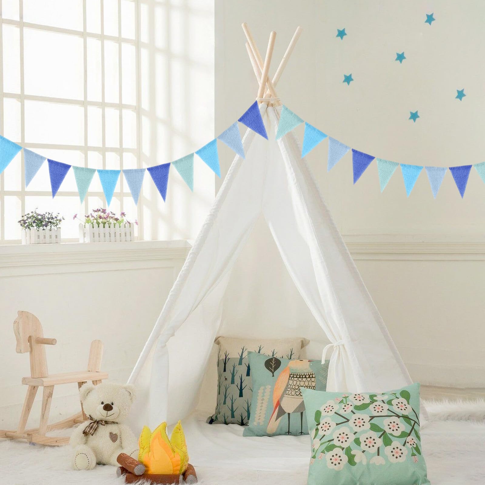 Bandierine In Juta Per Feste | 4 Ghirlande Con 48 Bandierine | Per Matrimoni E Compleanni - Foto 6