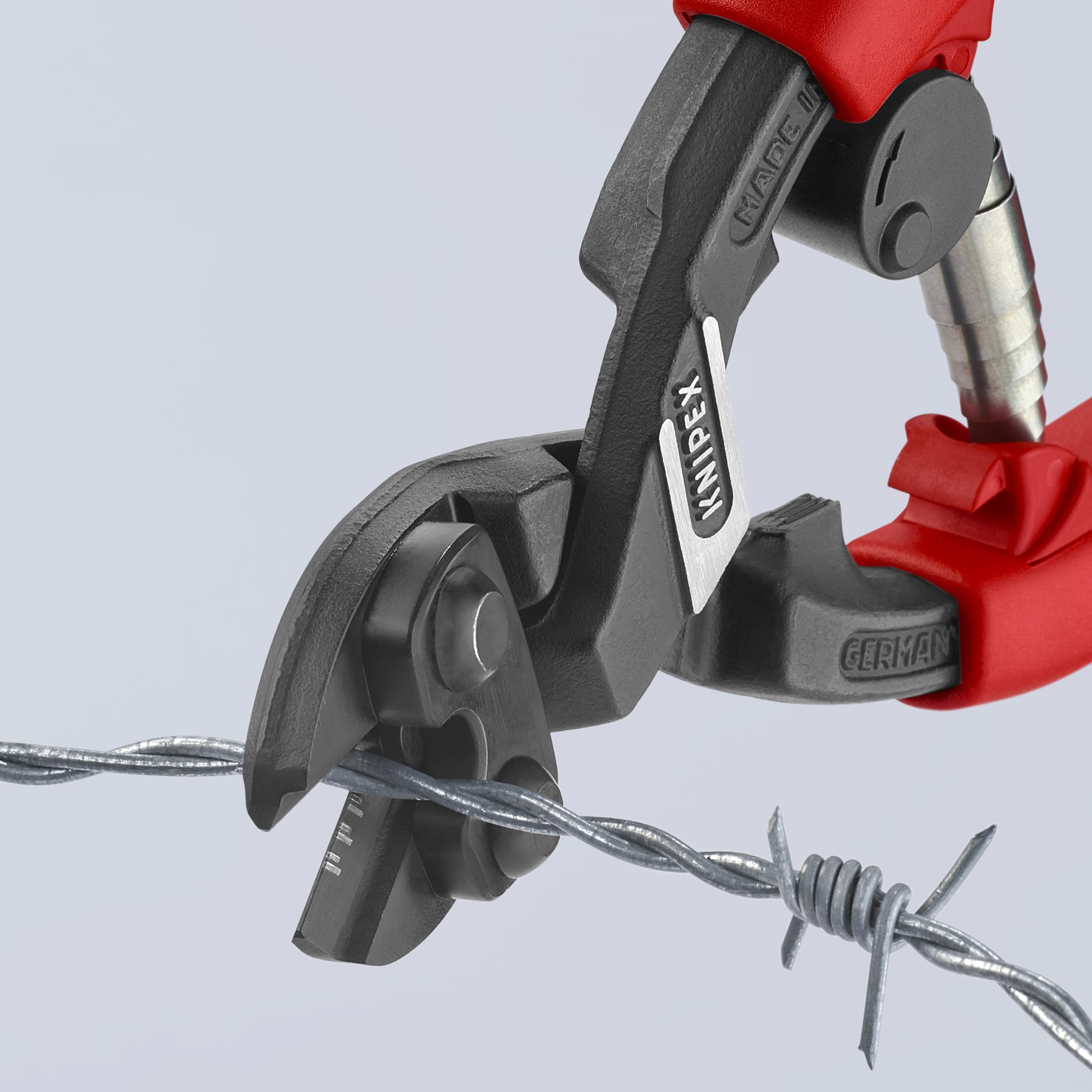 Knipex 7122200 Komfort Griff abgewinkelt Hohe Hebelwirkung Bolzenschneider Schnitt, 71 22 200