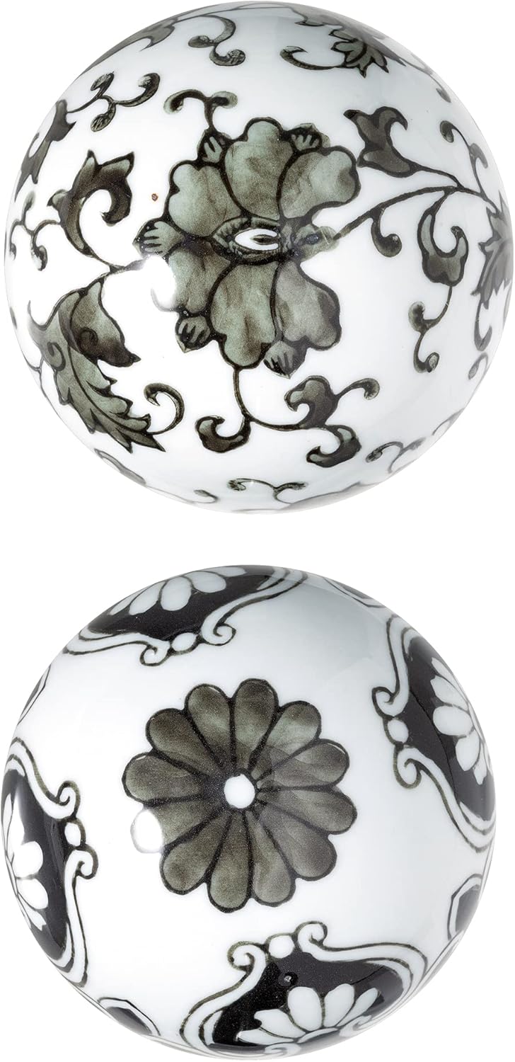 Ka Home Black Porcelain Orbs Decorative Balls Small Ceramic Spheres for Centerpiece or Individual Use Ideal for Use in Tray Bowl or Basket Decor 3 inches Each Set of 6 : Home & Kitchen