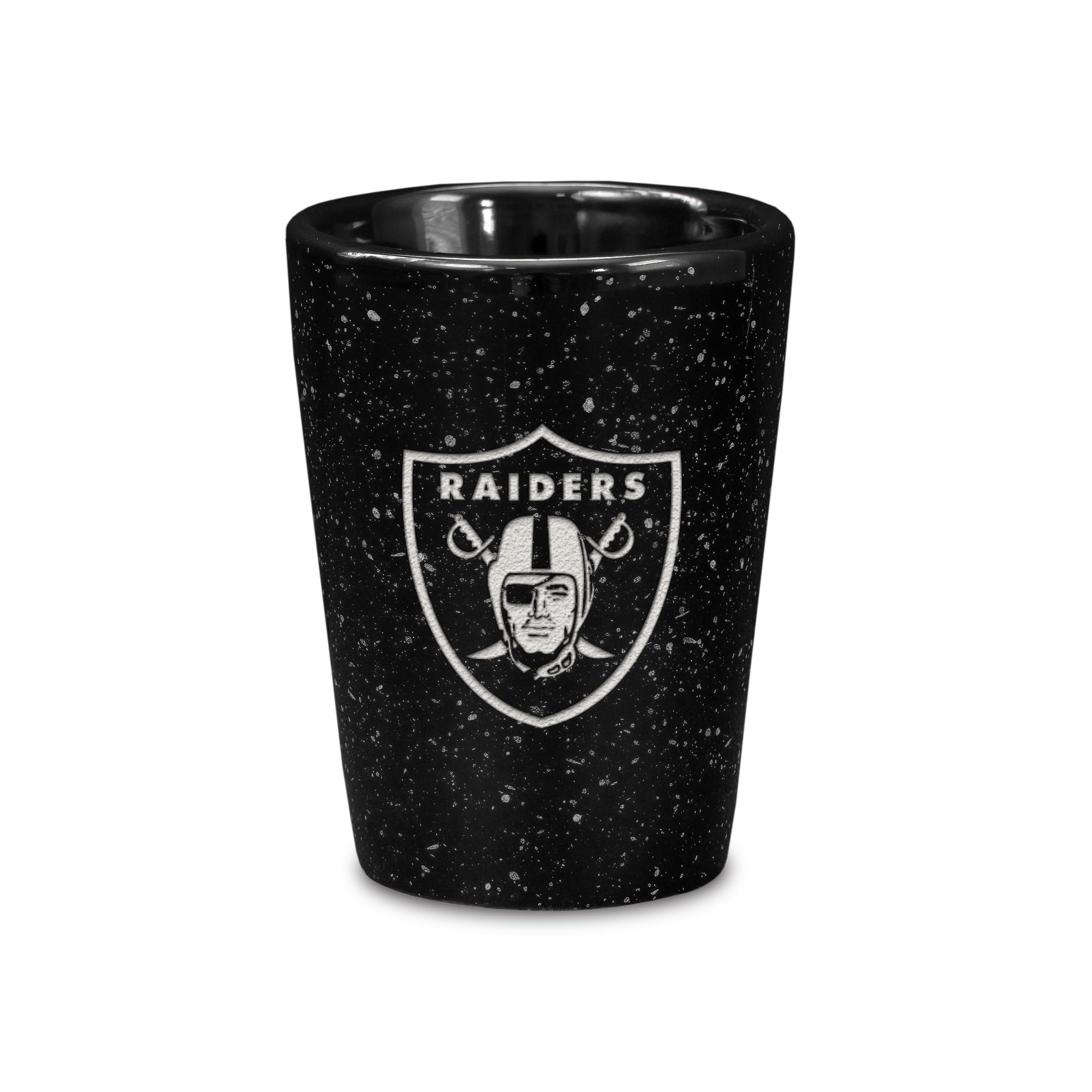 Rico Industries NFL Football Primary OR Wordmark Logo 2oz Ceramic Shot Glass for Fans, Laser Engraved In Team Color Single Shot Glass