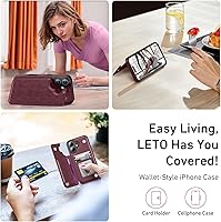 Vista 453 de LETO para iPhone 15 Pro Funda tipo cartera - Tapa tipo folio con patada - Diseños de moda - Tarjetero - Funda protectora para mujeres y niñas - 6.1