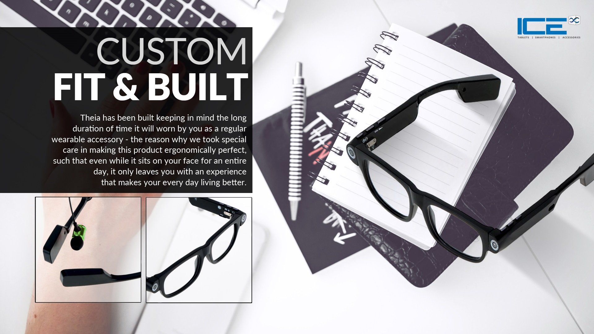 Lunettes de caméra espion extérieure 1080P, lunettes vidéo WiFi 2.4G avec détection de mouvement