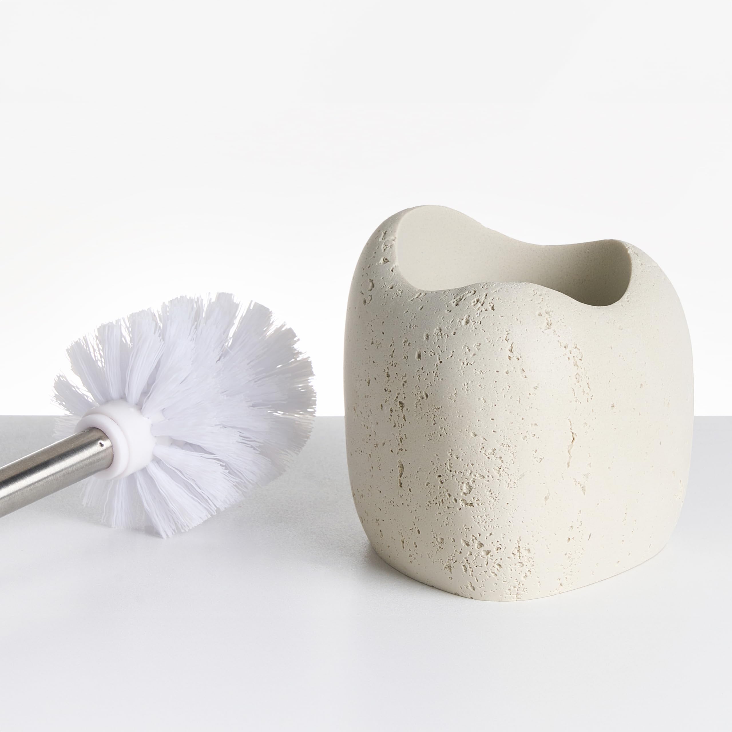 Conjunto de Accesorios de baño jabonera dispensador de jabón escobilla para el Inodoro Vaso Soporte para cepillos de Dientes Beige Claro Coata