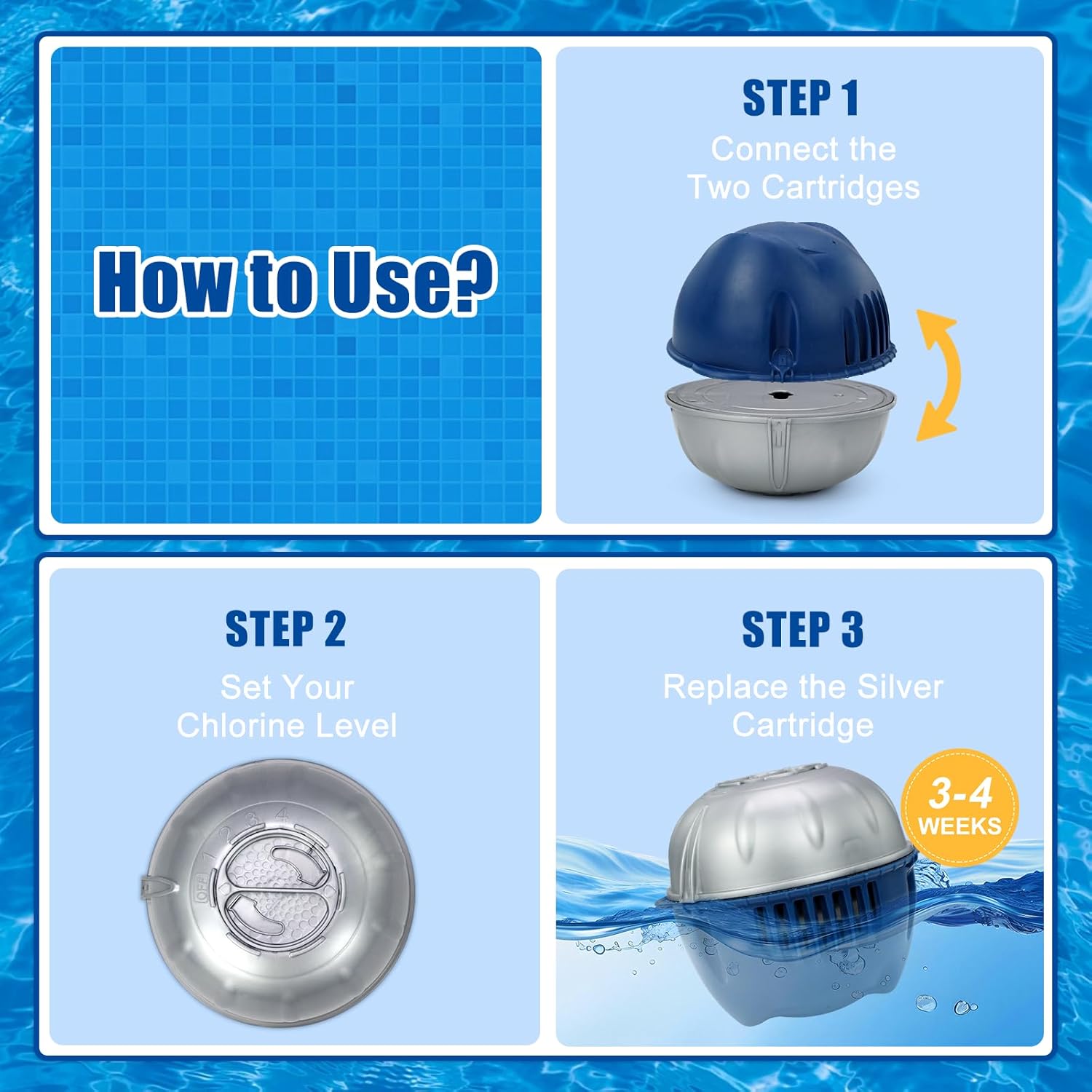 6 Packs Hot Tub Replacement Cartridge Compatible with Frog Ease Floating System, Self-Regulating