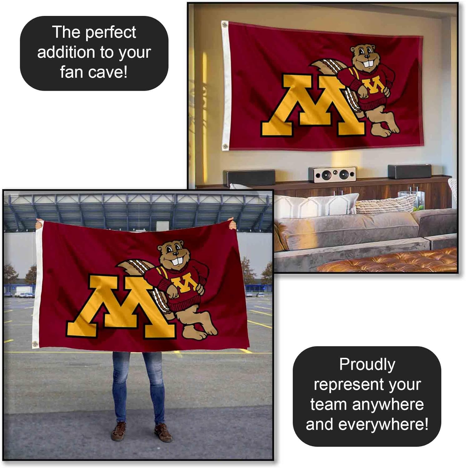 Minnesota Gophers Goldy 3x5 Flag - Image 5