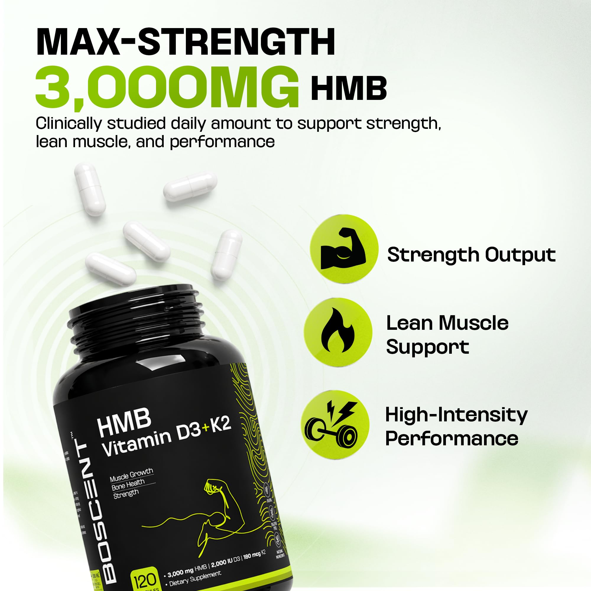 Amazon.com: BOSCENT HMB 3000mg Supplement | Vitamin D3 K2 +